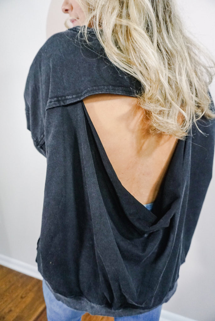 Mineral Washed Open Back Sweater